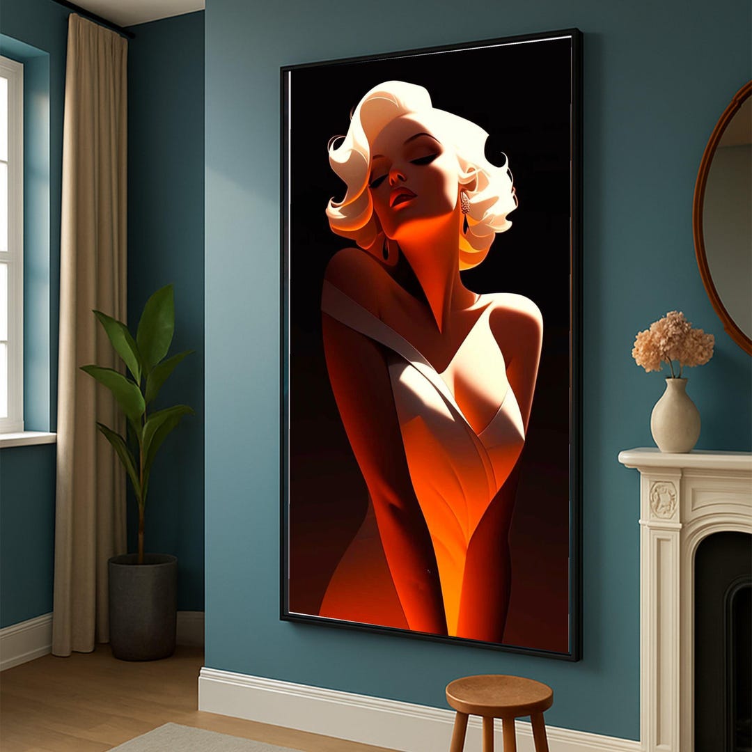 Glamorous Vintage Woman Portrait Canvas, Retro Hollywood Style Wall Art ...