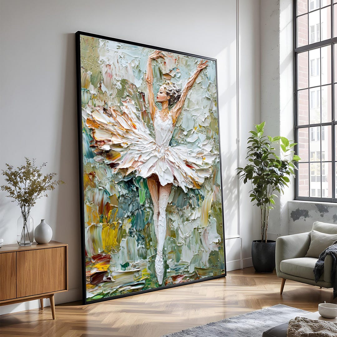 Elegant Ballerina Dance, Impasto Texture Canvas, Modern Ballet Art ...