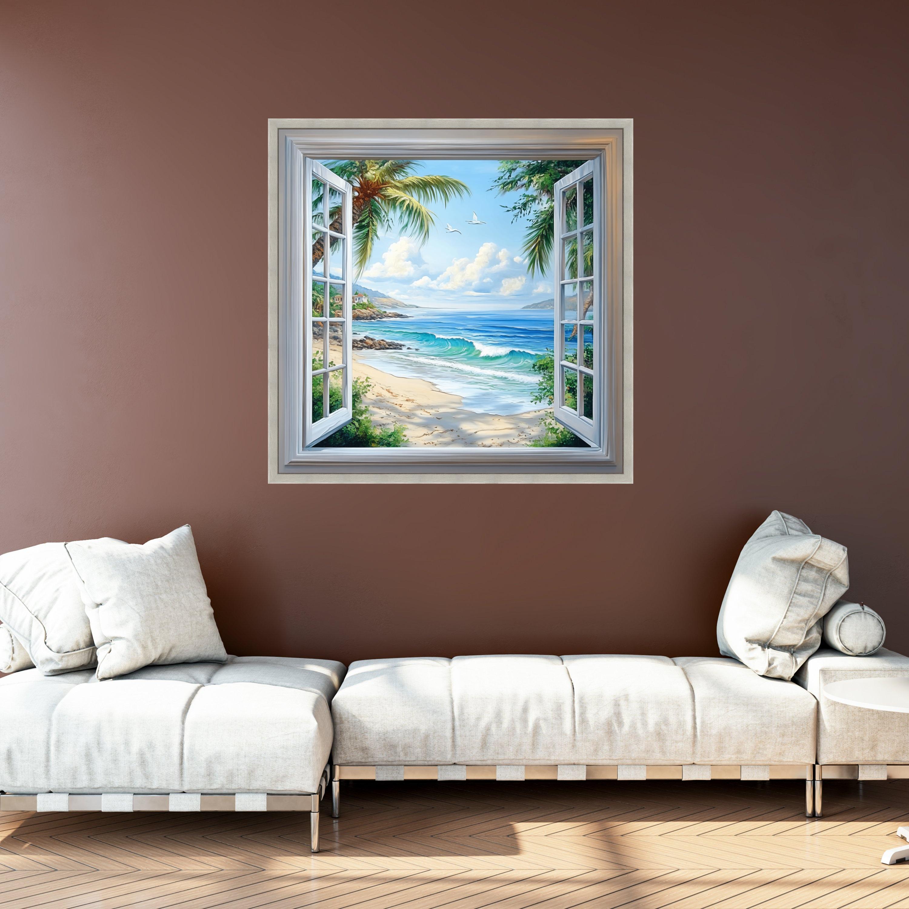 Tropical Beach Canvas, Open Window View, Coastal Wall Art - Etsy