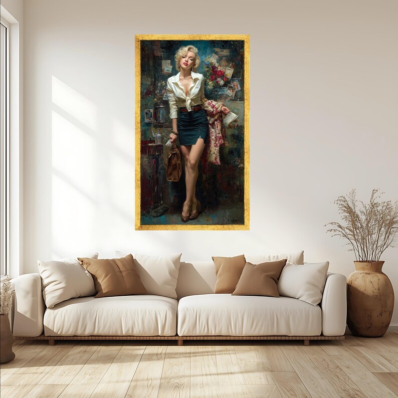 Elegant Blonde Woman Canvas Wall Art, Vintage Style Fashion Portrait ...