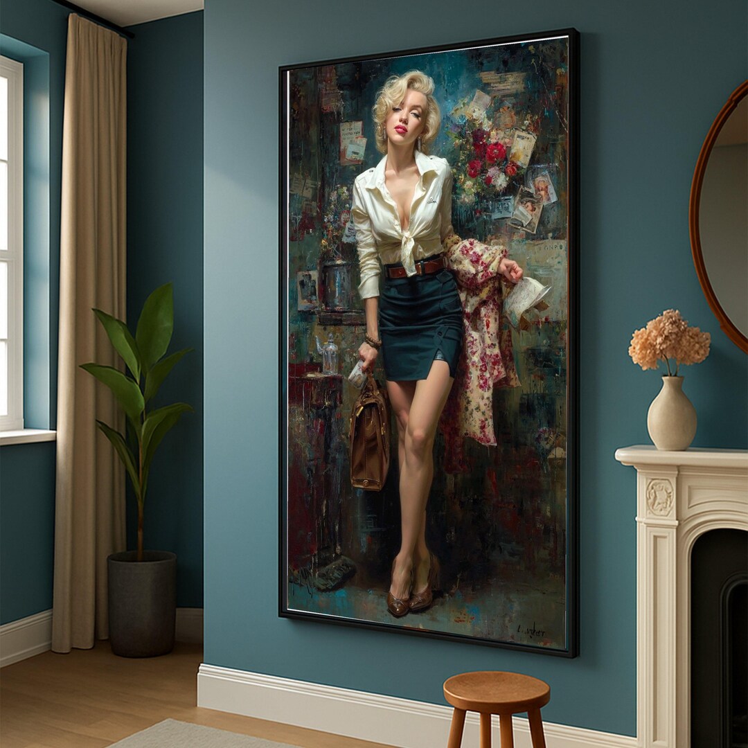 Elegant Blonde Woman Canvas Wall Art, Vintage Style Fashion Portrait ...