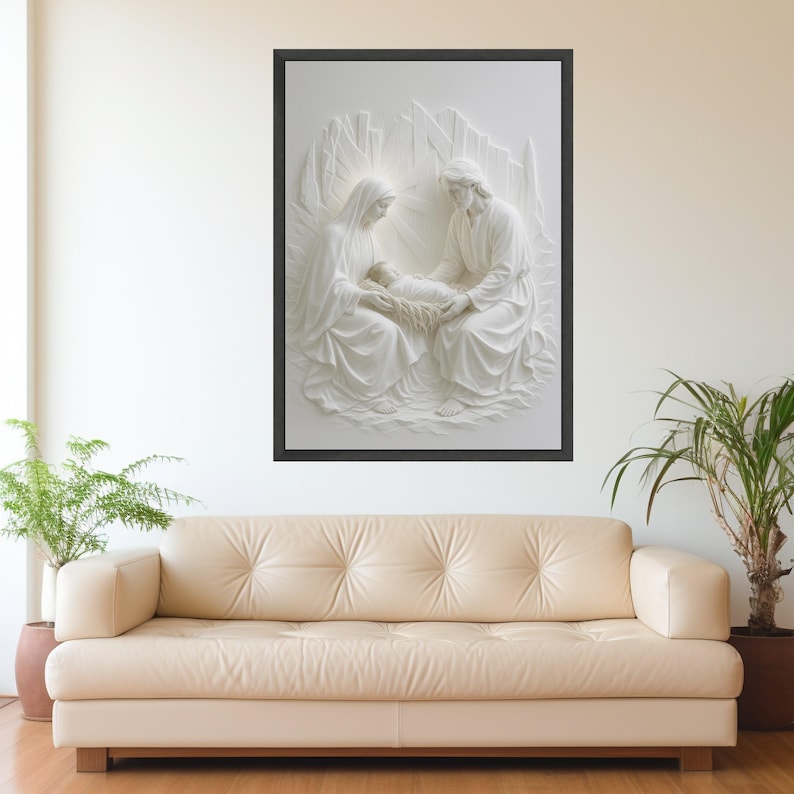 Jesus Birth Nativity Scene Sculpture, Holy Family Canvas Art - Etsy