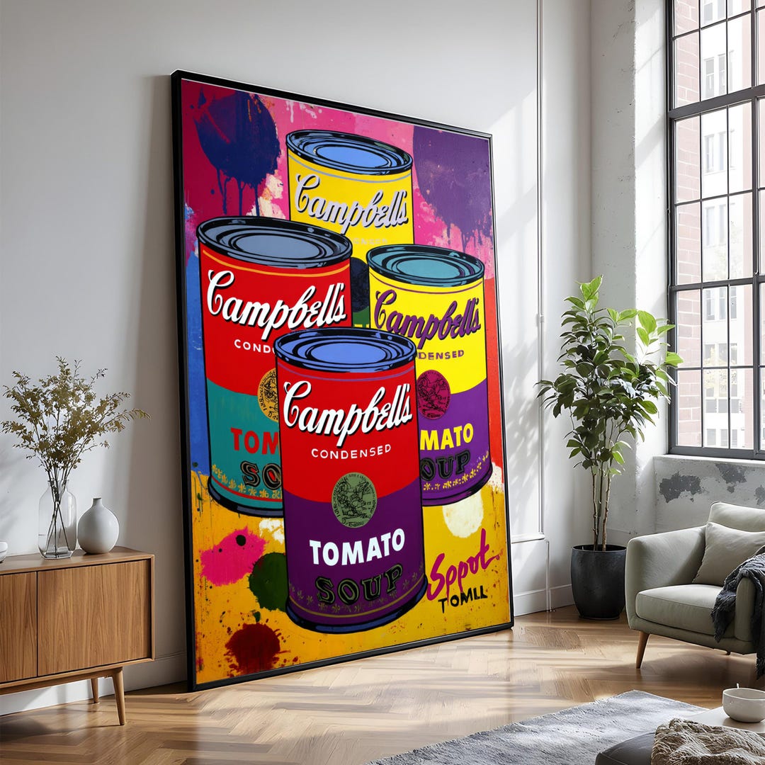 Retro Campbell's Tomato Soup Cans Pop Art Canvas Wall Art, Colorful ...