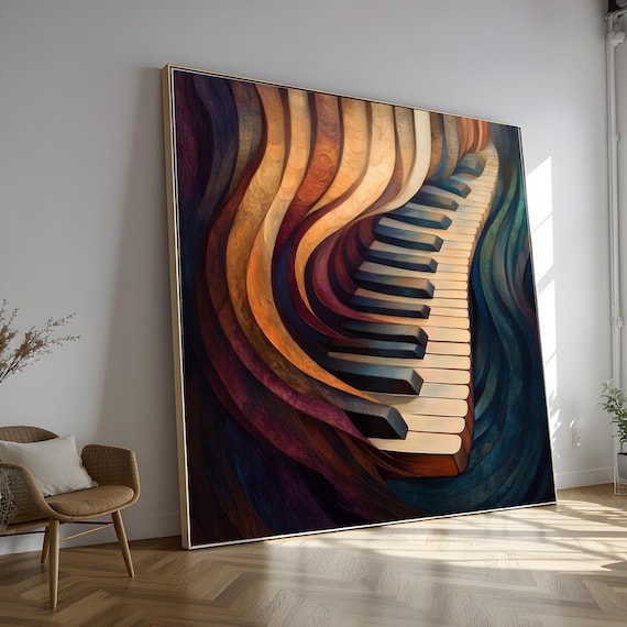 Abstract Piano Keys Canvas, Musical Instrument Wall Art, Surreal