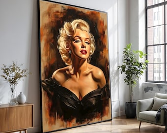 Lienzo glamuroso con retrato vintage de Hollywood, arte mural retro de mujer, lienzo de belleza clásica, elegante decoración de figura femenina, decoración de lujo para el hogar.