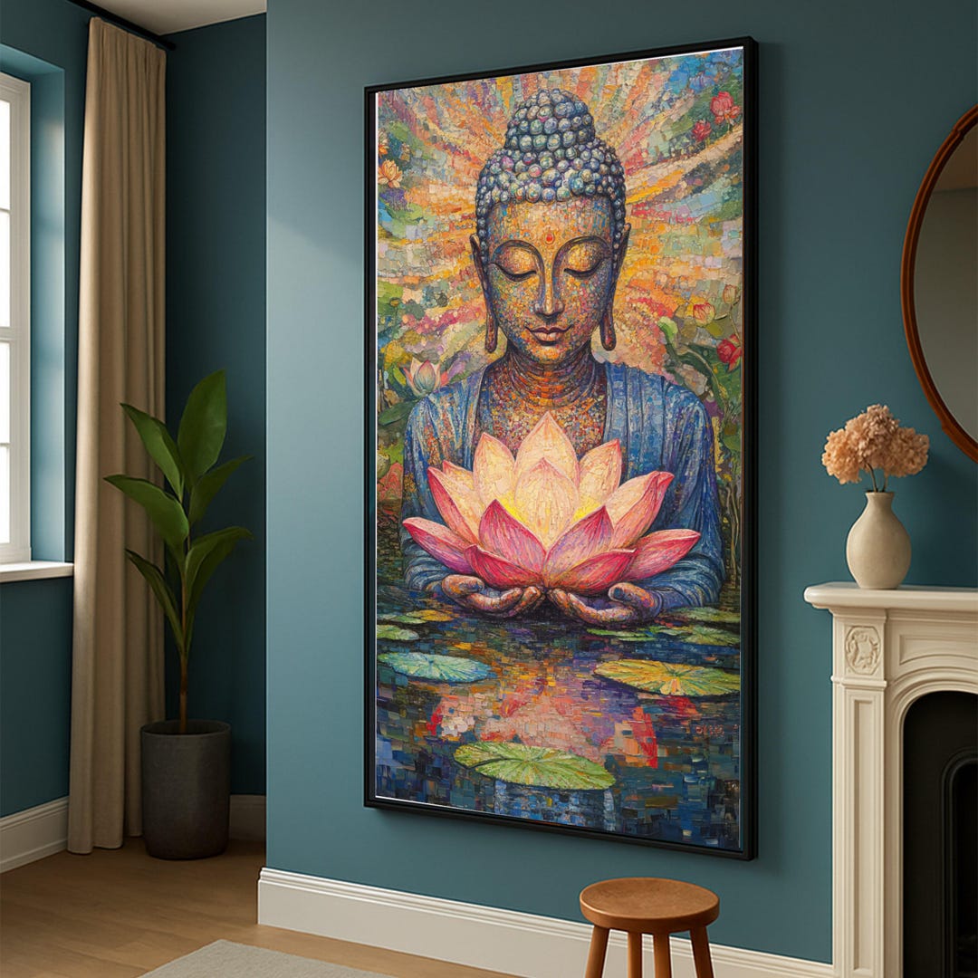 Colorful Buddha Lotus Flower Canvas, Spiritual Zen Wall Art - Etsy
