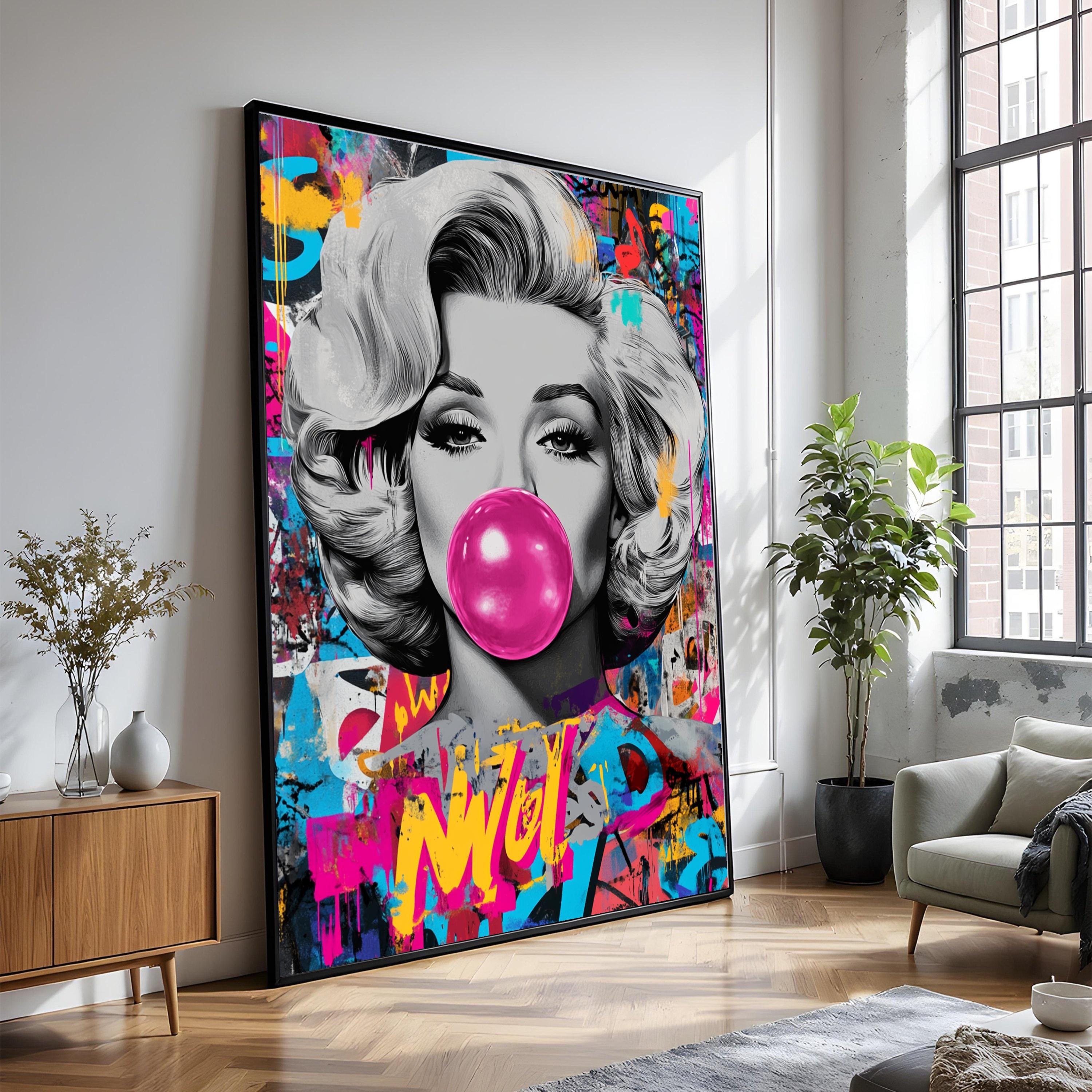 Marilyn Pop Art Canvas, Bubblegum Pink, Graffiti Wall Art - Etsy