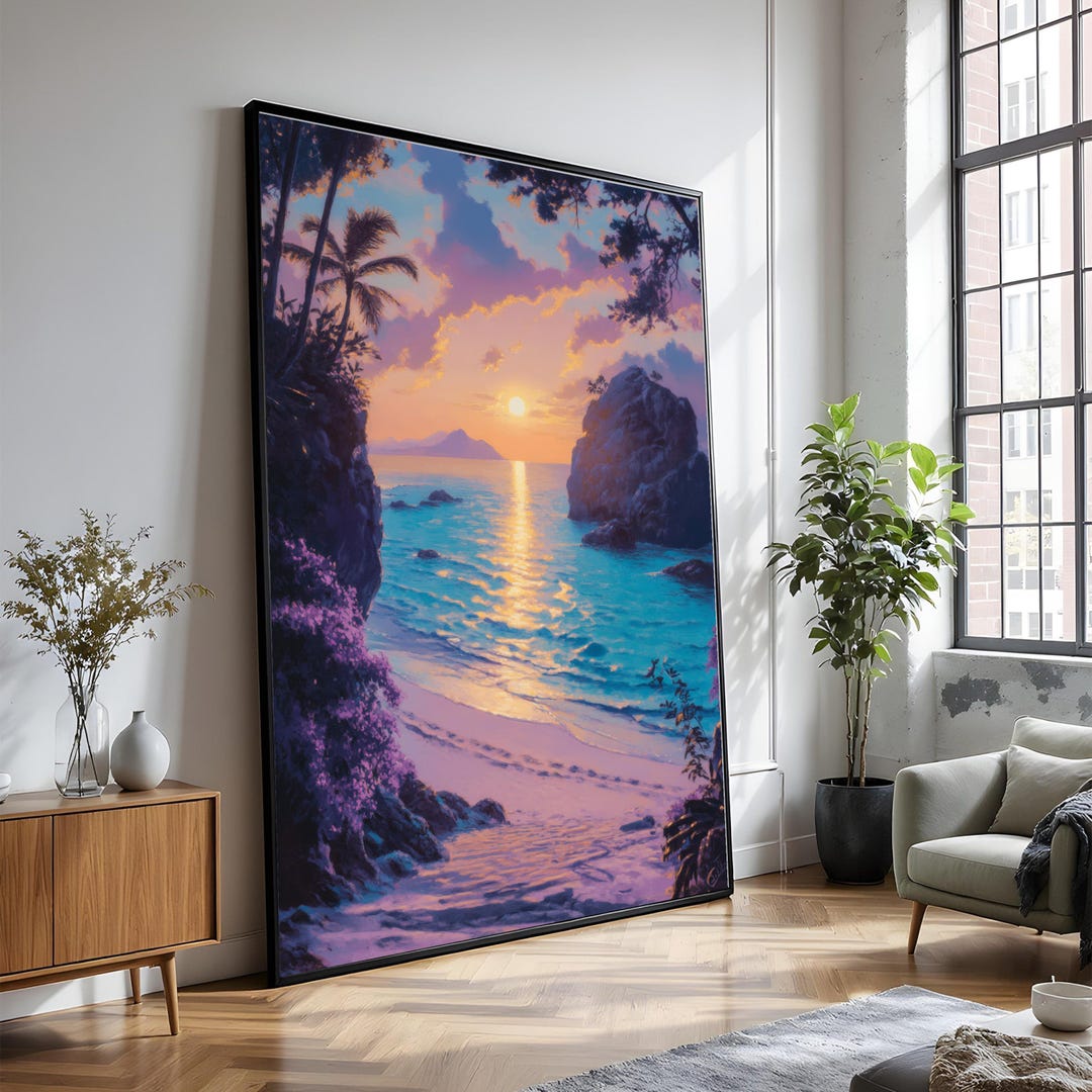 Tropical Sunset Beach Canvas Print, Coastal Seascape Wall Art - Etsy