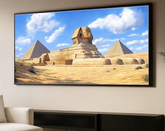 Egyptian Sphinx and Pyramids Canvas Wall Art, Desert Landscape