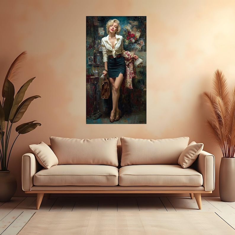 Elegant Blonde Woman Canvas Wall Art, Vintage Style Fashion Portrait ...