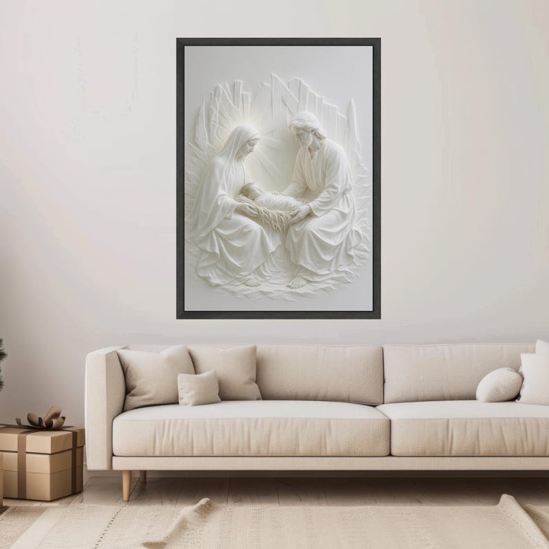 Jesus Birth Nativity Scene Sculpture, Holy Family Canvas Art - Etsy
