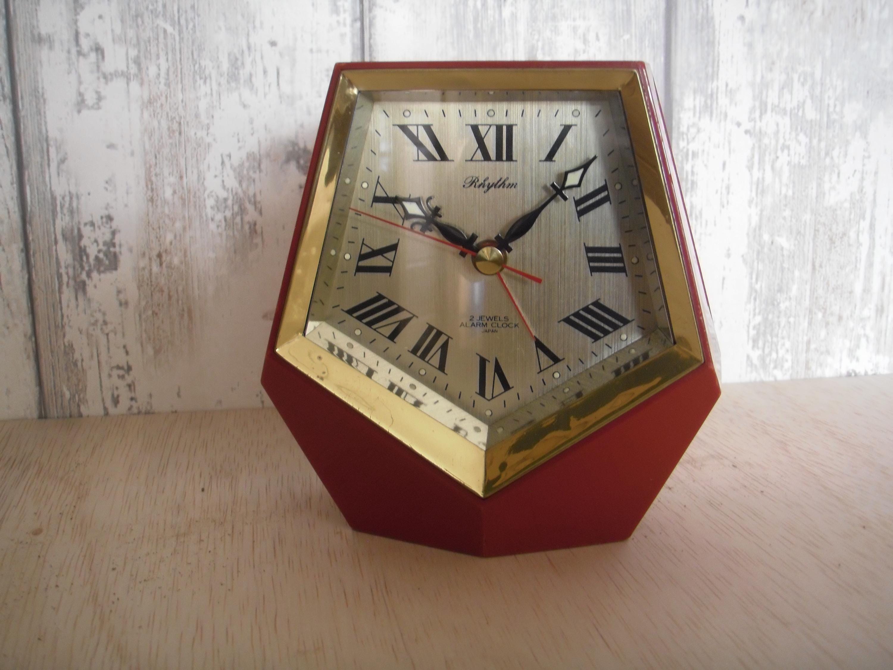 ジャンク□Rhythm リズム 置き時計 2石 2jewels 目覚まし時計 アラーム