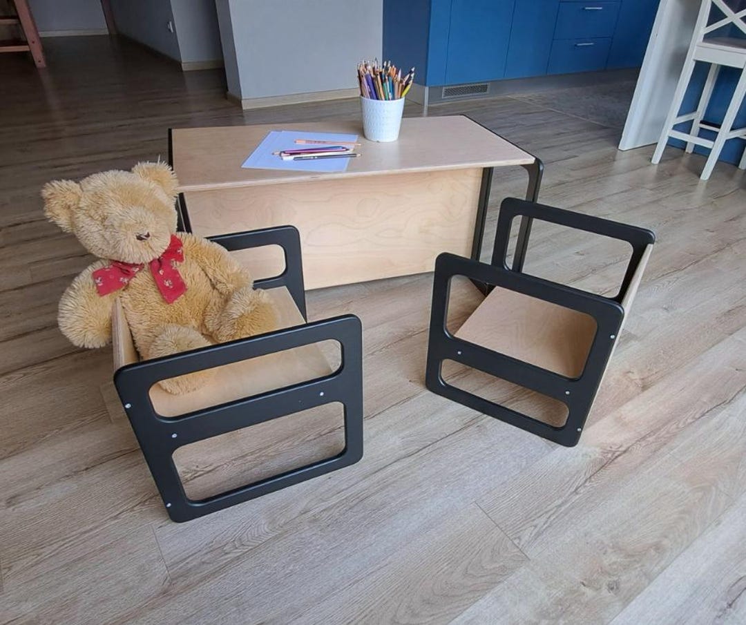 Montessori 3-in-1 Cube Chair & Table Set: Baltic Birch Kids Furniture ...