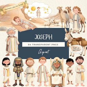 José y su túnica de muchos colores, paquete de imágenes prediseñadas de historias bíblicas, imágenes prediseñadas cristianas transparentes, libro de historias del Antiguo Testamento para imprimir