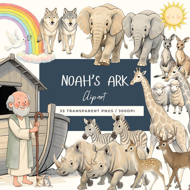 Noah s Ark Clipart Christian Bible Story PNG Set Animals Two By Two noah-s-ark-clipart-christian-bible-story-png-set-animals-two-by-two