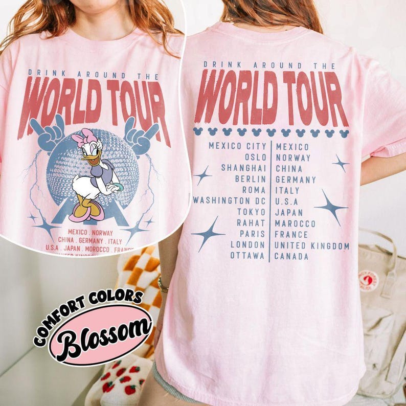 Retro Epcot World Tour Mickey And Friends Shirt, Drink Around The World Shirt, Disney Group Trip Shirt, Epcot Disney World Shirt, Family Tee image 6