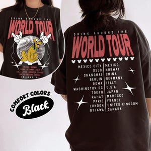 Retro Epcot World Tour Mickey And Friends Shirt, Drink Around The World Shirt, Disney Group Trip Shirt, Epcot Disney World Shirt, Family Tee image 4