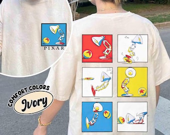 2-Sided Disney Pixar Luxo Jr. lamp Logo Shirt, Comfort Color Pixar Ball Tee, Disney Pixar Fest, WDW Disneyland Family Vacation Trip 2026