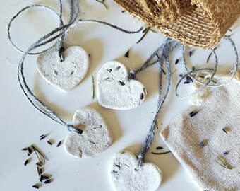 Heart ornaments, Rustic Name tags, Scented ornamental tags, Rustic heart ornaments, Lavender scented ornaments, Wedding Favors, Napkin rings