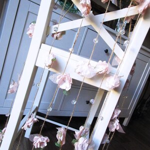 Fabric flower garland, Rustic Wedding garland, Backdrop decoration, Shabby chic flower decoration, Blush pink garland, Party decorations image 4