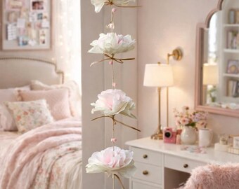 Paper Flower Garland, Boho Hanging Floral Garland, Nursery Decor, Floral Easter Backdrop, Baby or Bridal Shower Backdrop, Birthday Party