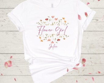 Floral Flower Girl T-Shirt, Wild Flowers Girl Tee, Boho Wedding, Bridal Shower, Flower Girl Gift Proposal, Wedding Day