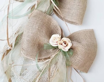 Burlap bows for wedding rustic decor, Aisle Pew burlap bows, Rustic Chairs decorations, Anniversary Bridal shower, Farmhouse Shabby Chic