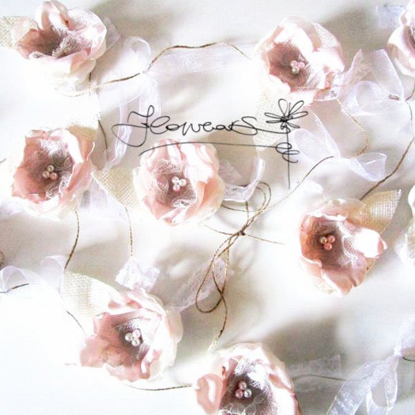 Blush Fabric flower garland, Shabby chic garland decor, Nursery decor, Shabby chic flower decoration, Blush pink garland, Gifts