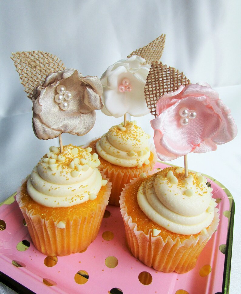Cupcake Flower Toppers Rustic Flower Decorations Cake Baby Shower Cupcake Decorations Bridal Shower I Party Cupcake Topper Cupcake Flower Toppers Rustic Flower Decorations Cake Baby Shower Cupcake Decorations Bridal Shower I Party Cupcake Topper