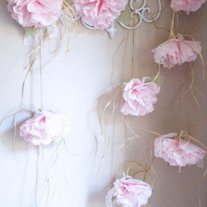 Hanging Pink Flower Garland, Backdrop, Rustic Wedding Decor, Wall Floral Decorations, Baby Shower Decorations, Bridal Shower, Girl Birthday