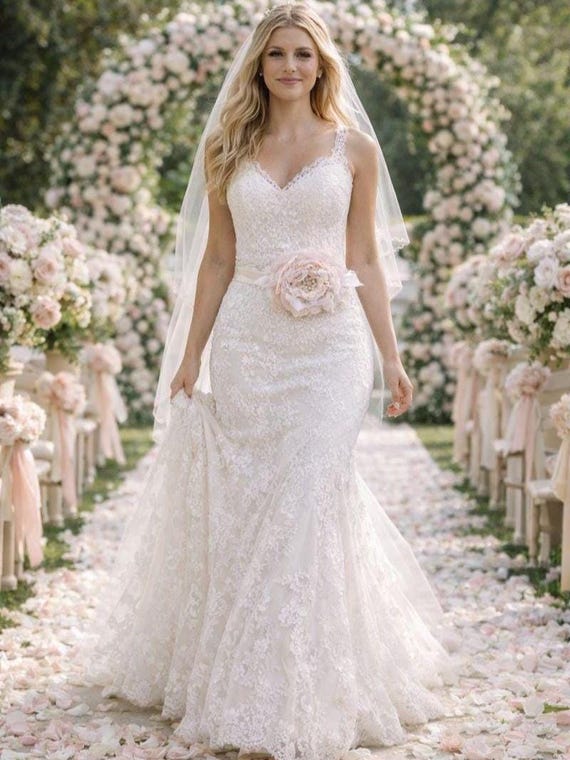 Bridal Flower Sash in White and Blush, Floral Bridal Wedding  display picture 3