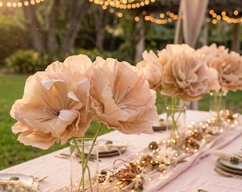 Large Paper Flowers, Rustic Boho Floral Decorations, Crepe Paper Flowers, Love is in Bloom, Bridal, Baby Shower, Nursery, Garden Birthday