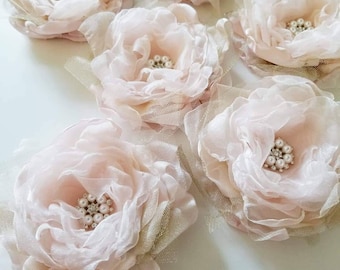 Blush organza flowers for cake wedding decorations Set of 5, Gifts for her, Bridal shower decorations, Baby shower decor.