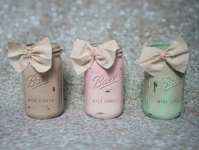 Mason Jars Table Decorations Painted Mason Jars Etsy