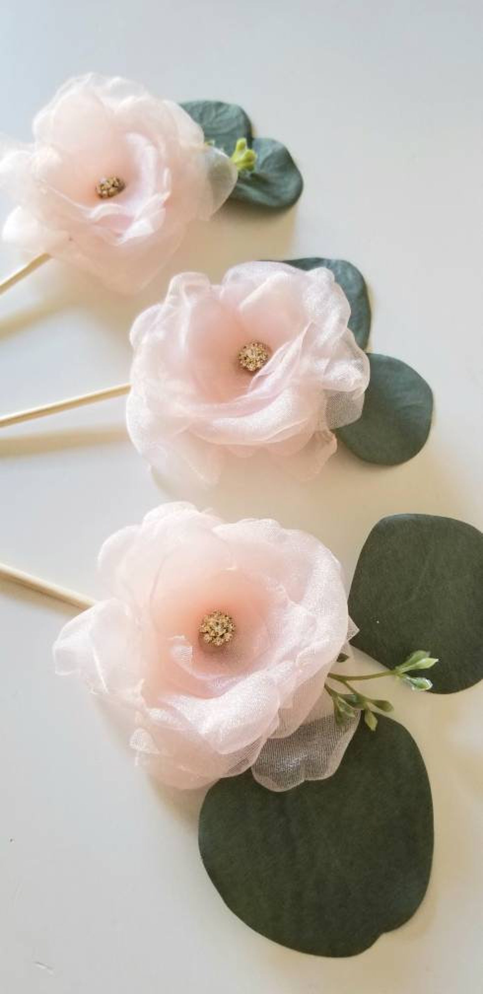 Cupcake Toppers Set of 3 With Eucalyptus Cupcake Flower Etsy