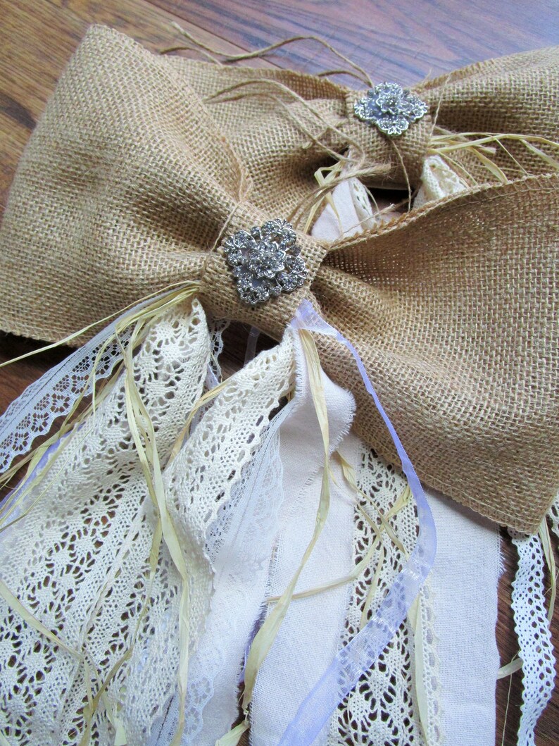 Large burlap bows rustic wedding decorations aisle chair ...