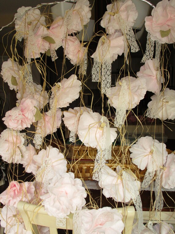 Paper Flower Garland Rustic Wedding Decor Blush Shabby Chic Etsy