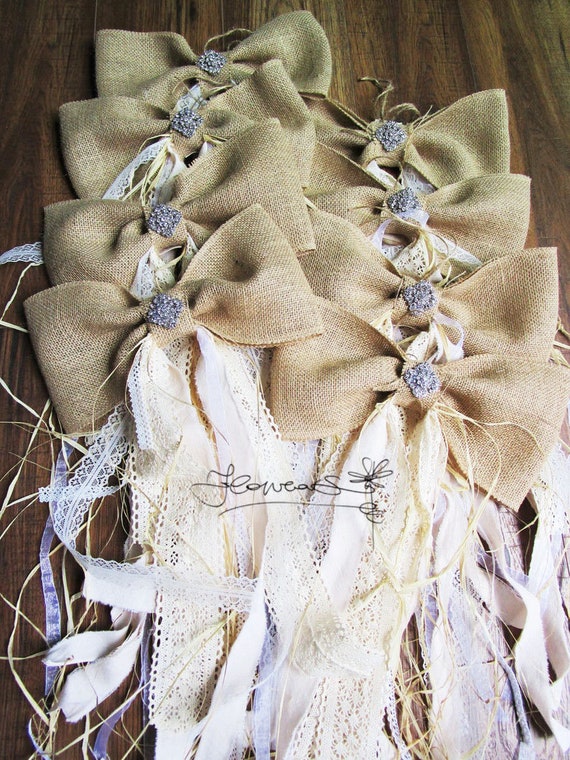 Large Burlap Bows, Rustic Wedding Decorations, Aisle Chair Pew Large Bows,  Rustic Party Decor, Wedding Bridal Shower Table Decor 