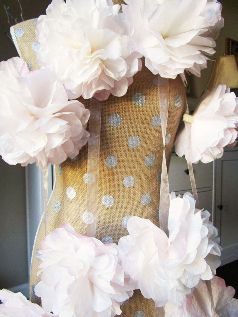 Paper Flower Garland Decor Blush Paper Flower Garland Baby Etsy