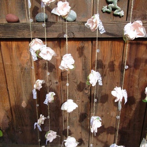 Fabric flower garland, Rustic Wedding garland, Backdrop decoration, Shabby chic flower decoration, Blush pink garland, Party decorations image 9