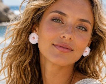 Cherry Blossom Flower Earrings, Pink Dainty Floral Earrings