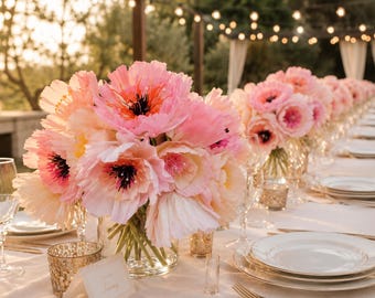 Large Paper Flowers Decor, Floral Decorations, Wedding Table Centerpiece, Bridal Shower Decor, Floral Arrangement, Pink Paper Peonies