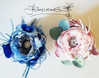 Pink or Blue corsage with eucalyptus leaves, Wedding flower corsage, Bridal corsage, Bridesmaid corsage, Prom corsage