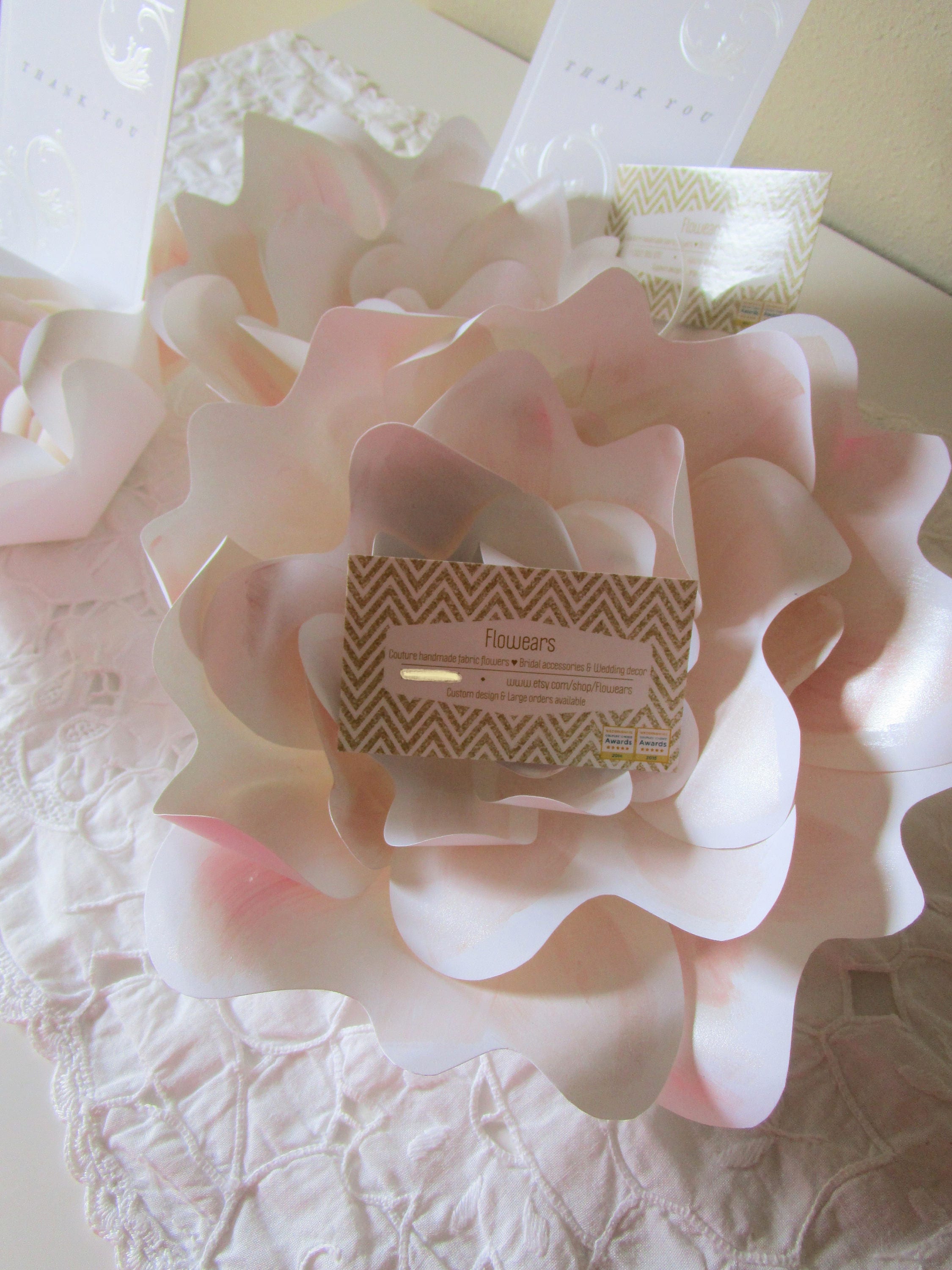 Paper Flowers Place Card Holders Blush Bridal Shower Etsy