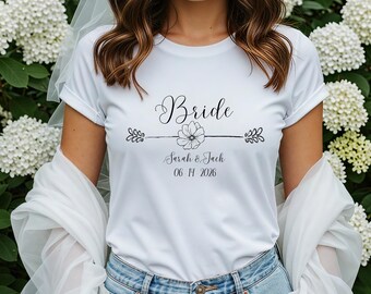 Bride T-Shirt, Elegant Wedding Morning Tee, Custom Bridal Shirt, Bridesmaid, Maid of Honor, Mother of the Bride Shirt, Wedding Party Gift