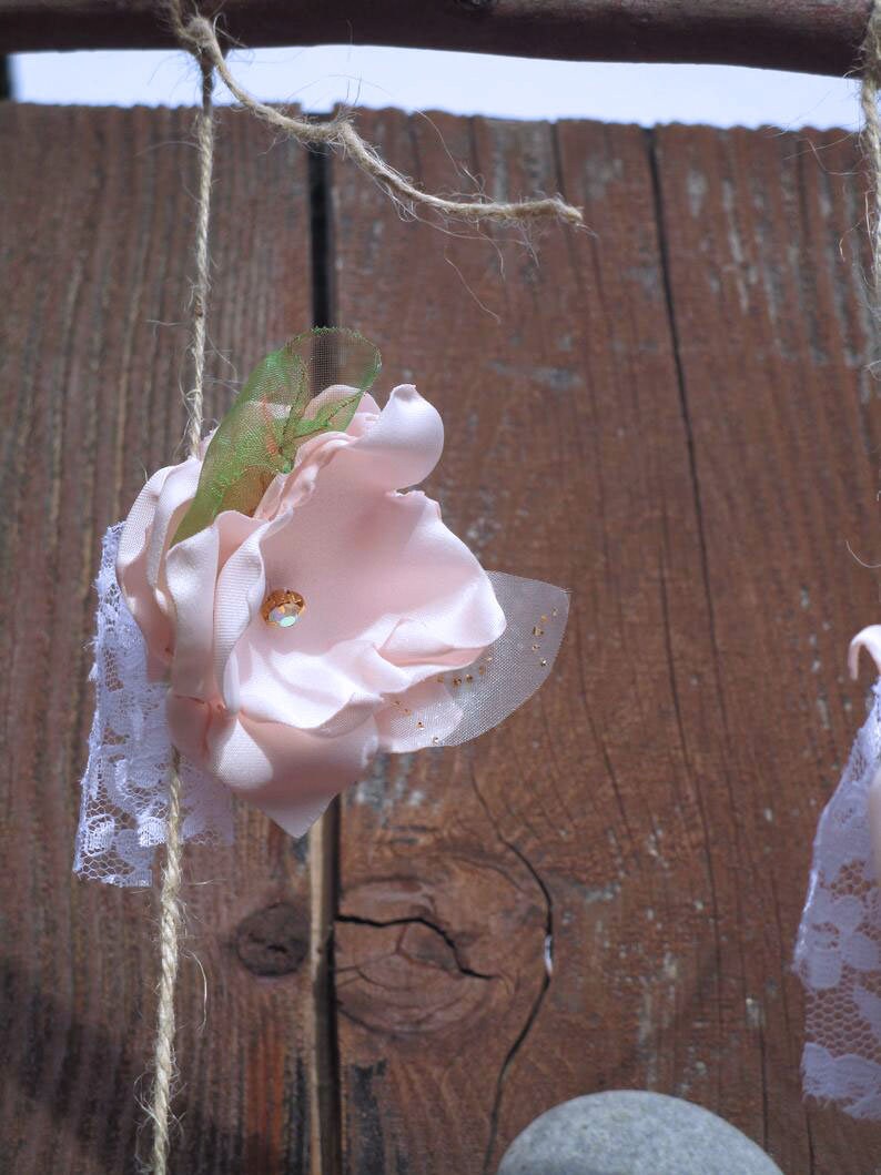 Fabric flower garland, Rustic Wedding garland, Backdrop decoration, Shabby chic flower decoration, Blush pink garland, Party decorations image 6