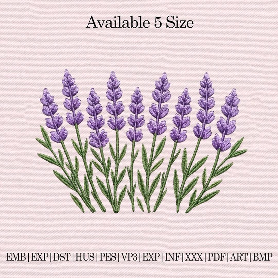 Lavender Flower Embroidery Design, Botanical Lavender Machine ...