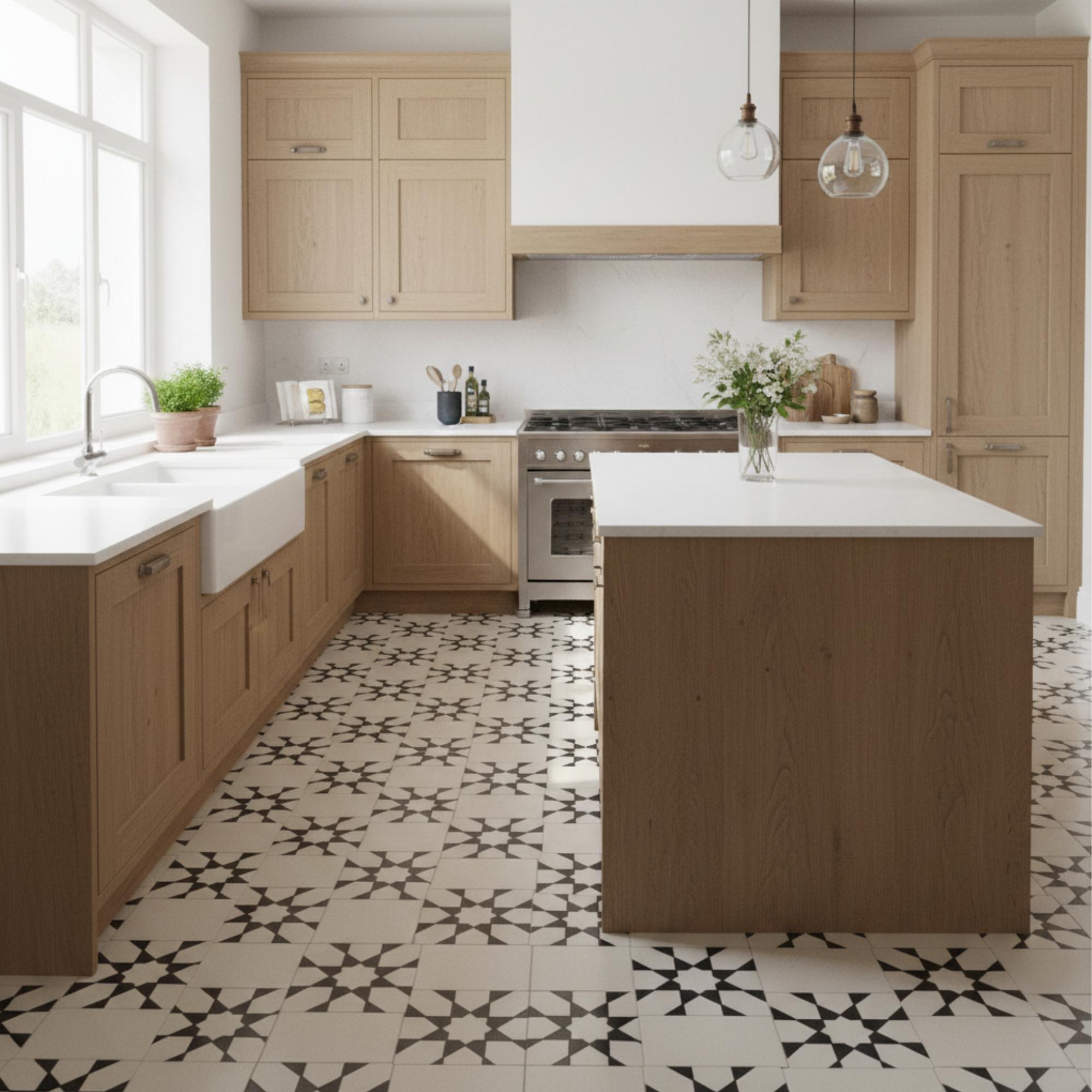 Moroccan Zellige Tile Black & White | Geometric Star Pattern | Handmade ...