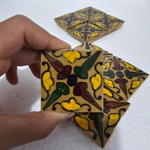 Mini Moroccan Handcrafted Tiles – Floral Pattern – 5 × 5 cm