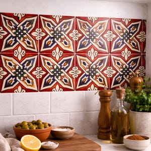 Marokańska płytka Zellige 10x10 cm | Ręcznie robiona płytka ceramiczna | Wzór geometryczny | Panel ścienny do kuchni | Dekoracja ścienna do łazienki